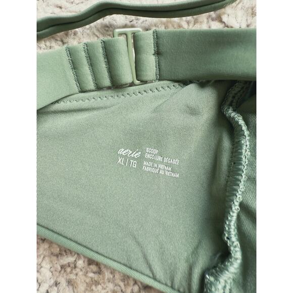 NWT Aerie Scoop Bikini Top Swim Olive Green Size XL Vacation Pool Beach Resort - Picture 4 of 5